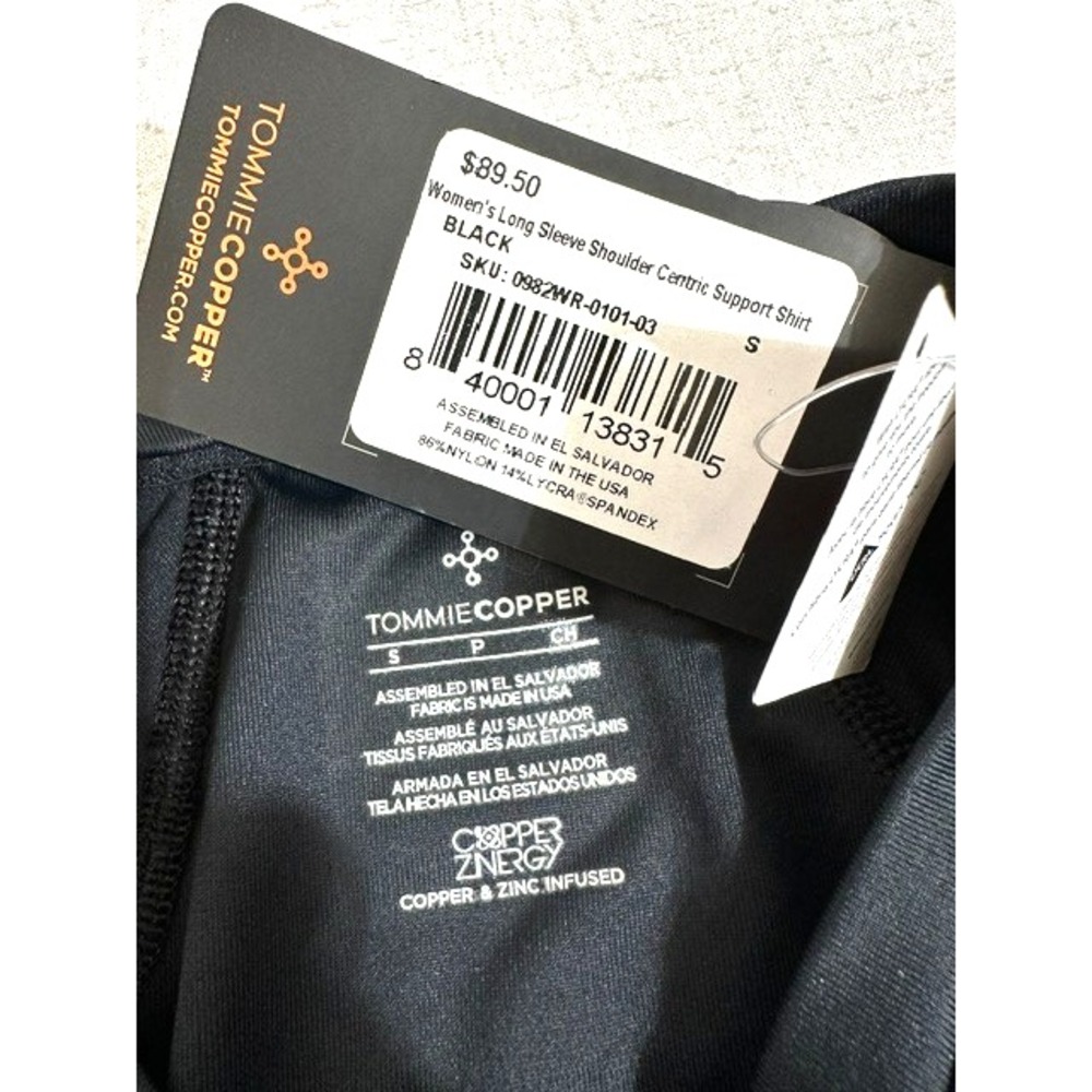 Tommie Copper Women's Small Black Long Sleeve Shoulder Centric Support Shirt NWT - Picture 10 of 11